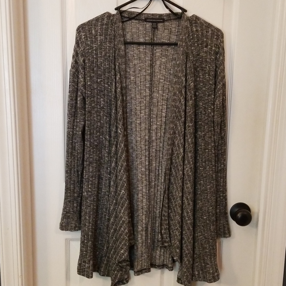 Black white and gray marled lightweight cardigan